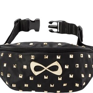 Black Studded Nfinity Fanny Pack with Gold Accents